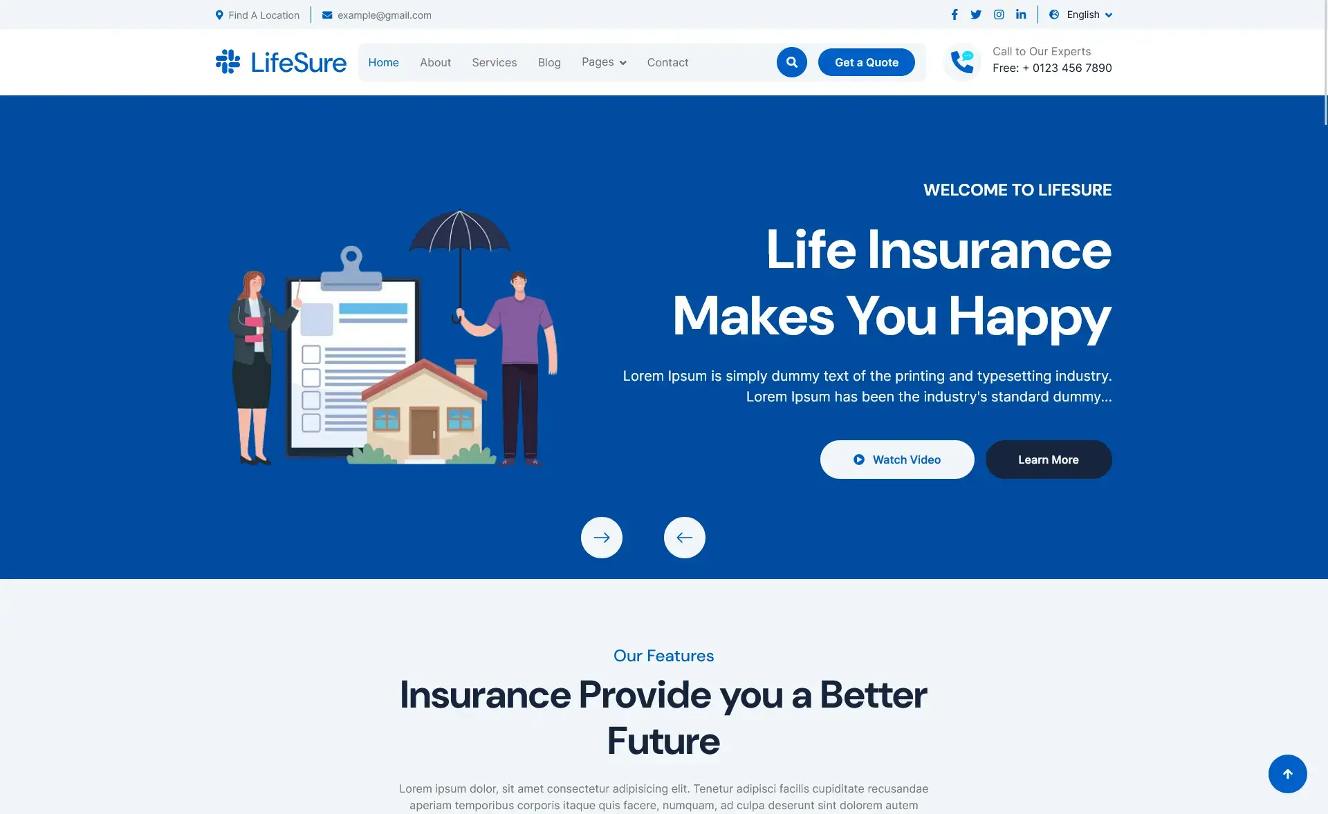 LifeSure – 免费的Bootstrap 5商务网站模板