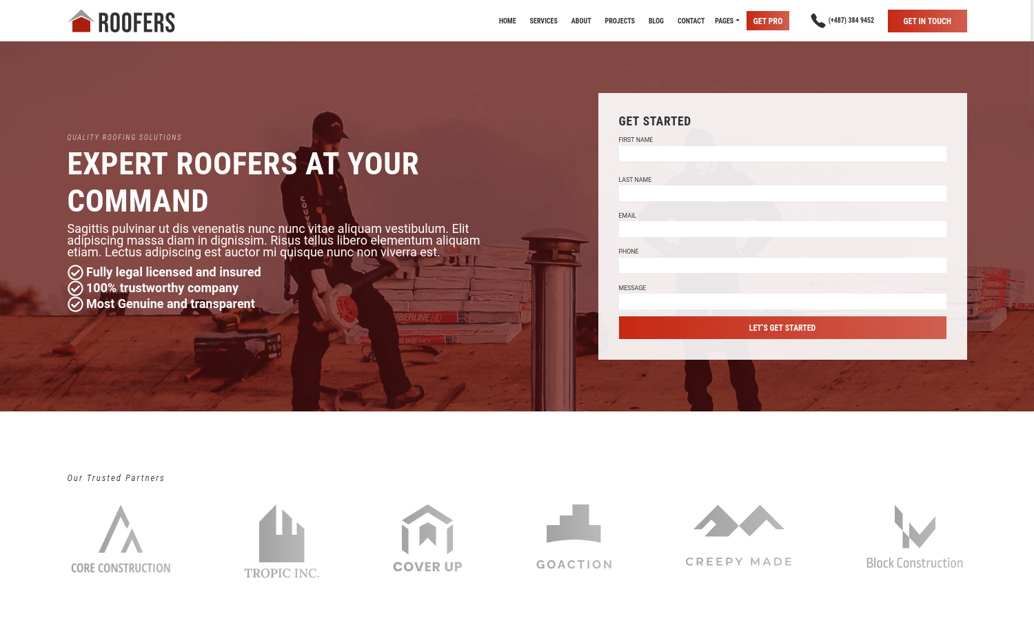 Roofers – 免费 Bootstrap 5 商业网站模板