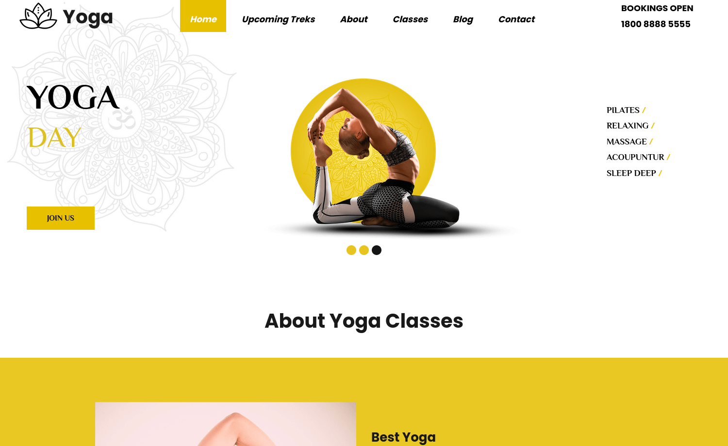 YogaDay – 免费的Bootstrap 4 HTML5多页面网站模板