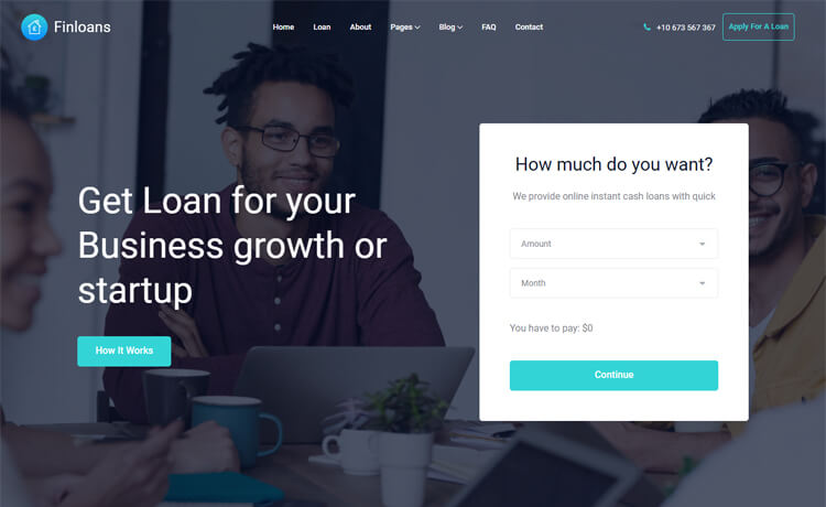 Finloans – 免费Bootstrap 4 HTML5专业商务网站模板