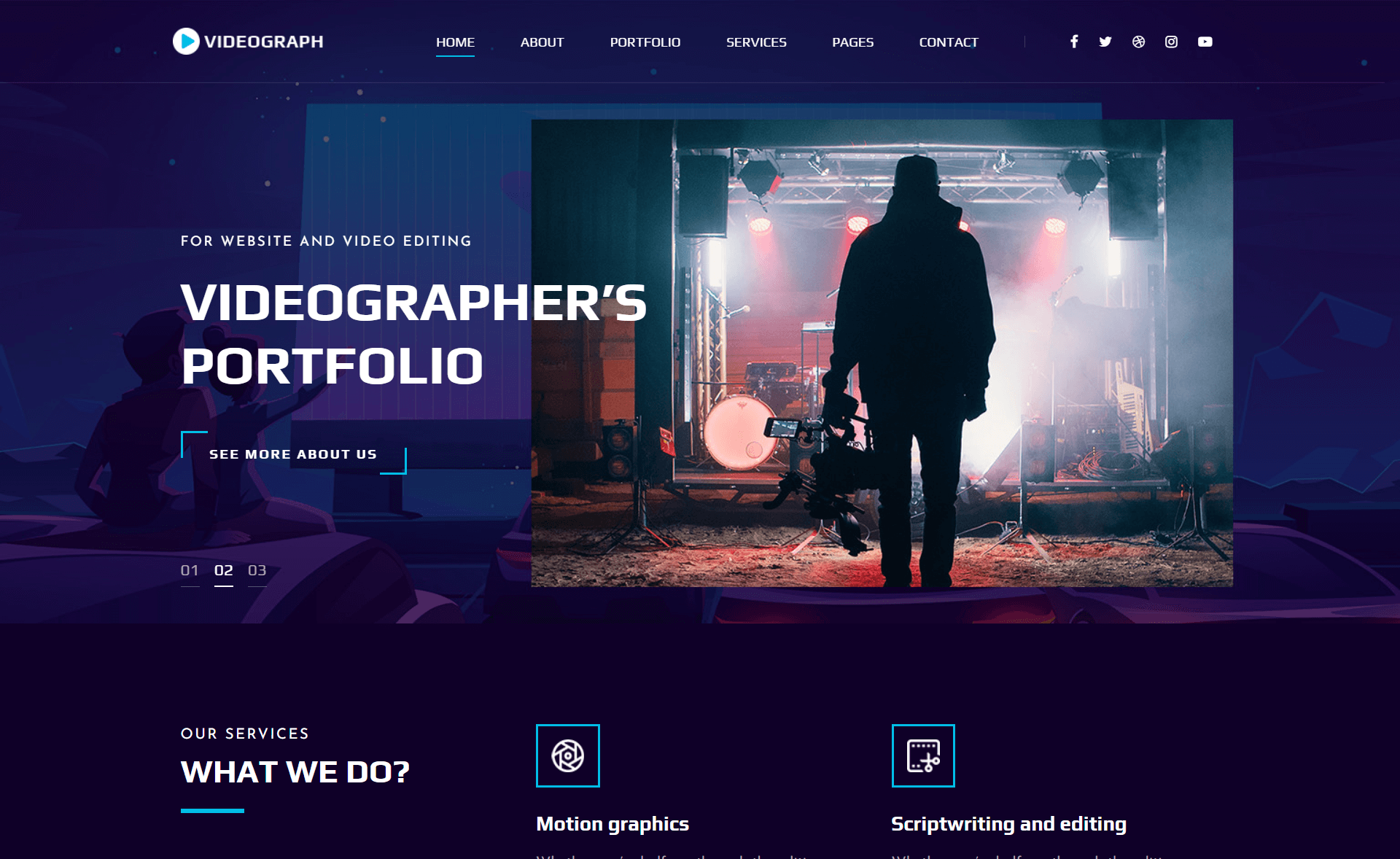 Videograph – 免费的Bootstrap 4 HTML5 作品集网站模板