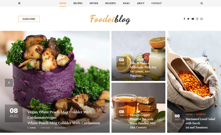 FoodieBlog – 免费 Bootstrap 4 HTML5 响应式博客模板