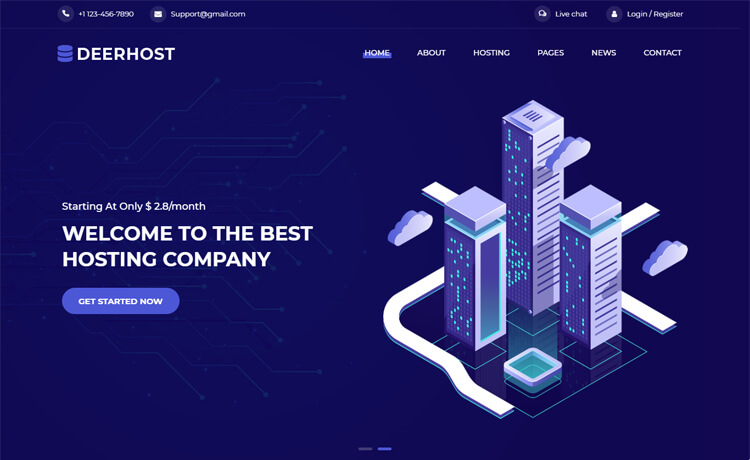 DeerHost – 免费的Bootstrap 4 HTML5 托管网站模板