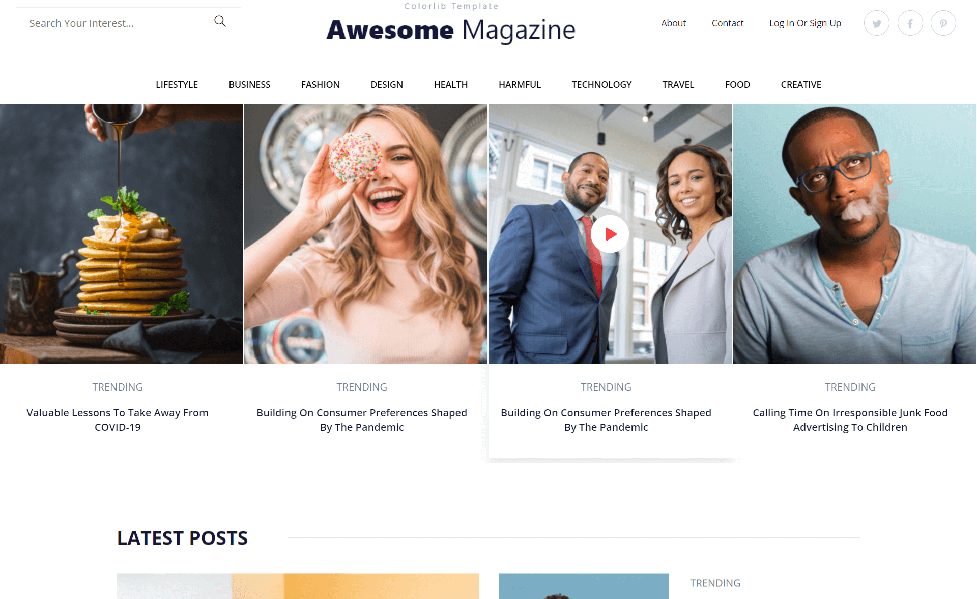 Awesome Magazine – 免费响应式Bootstrap 4 HTML5在线杂志网站模板