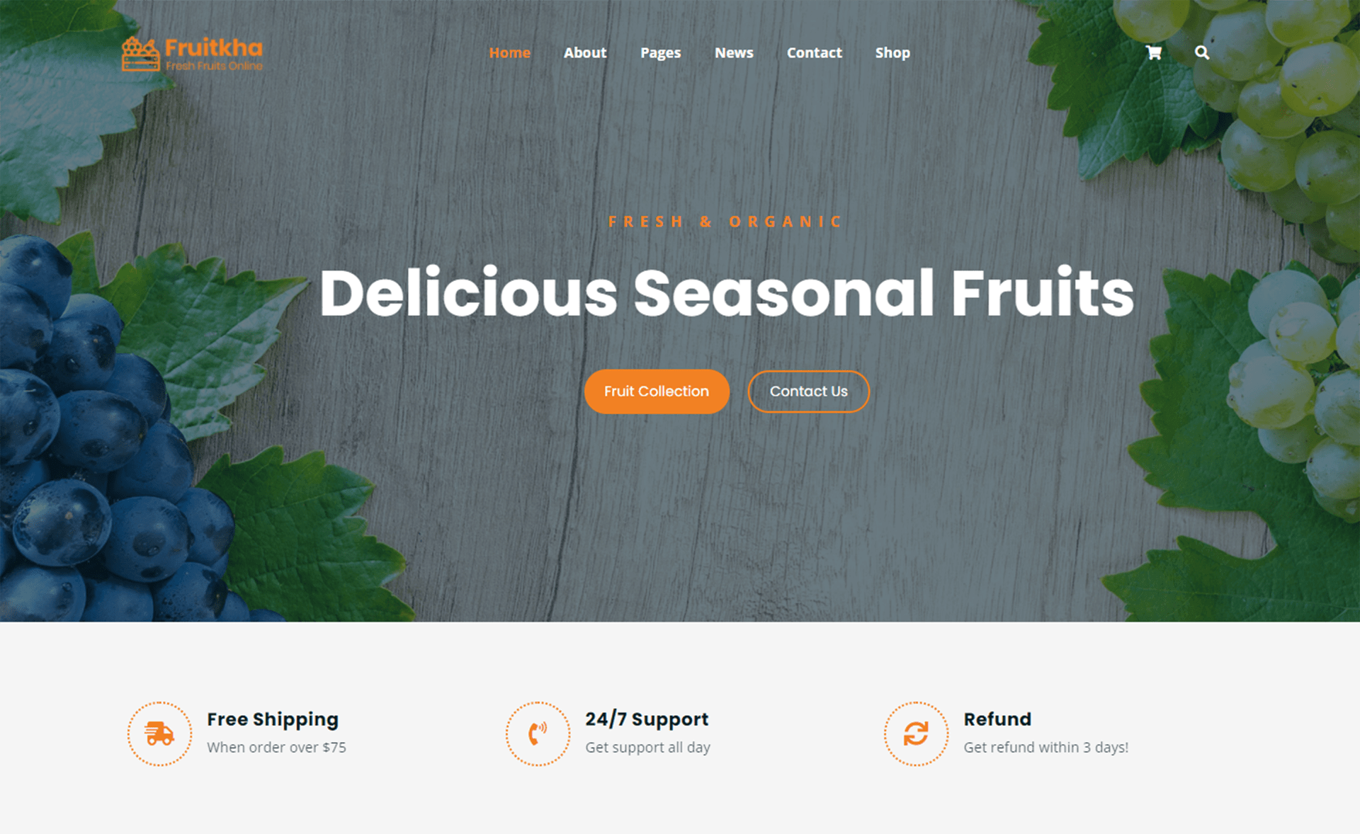 Fruitkha – 免费 Bootstrap 4 响应式食品商业模板