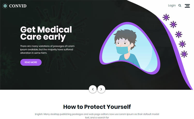 Convid – 免费Bootstrap 4 HTML5响应式医疗网站模板