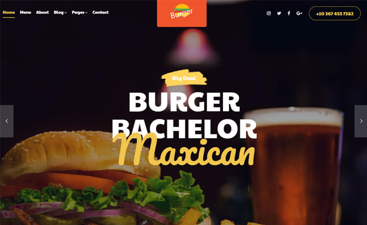 Burger – 免费Bootstrap 4 HTML5响应式食品网站模板