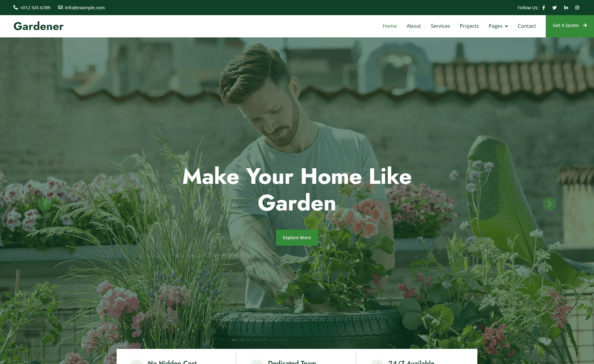 Gardener – 免费响应式Bootstrap 5园艺网站模板