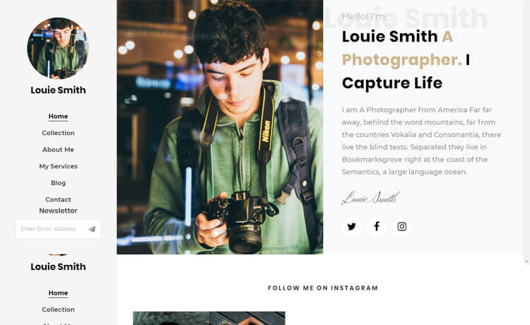 Louie – 免费 Bootstrap 4 HTML5 摄影网站模板