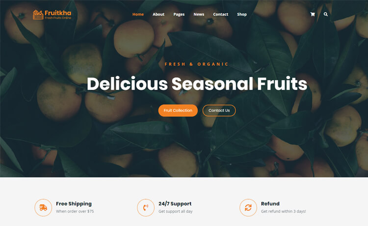 Frutika – 免费HTML5 Bootstrap 4 电子商务网站模板