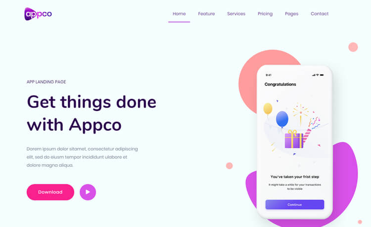 Appco – 免费 Bootstrap 4 HTML5 着陆页模板