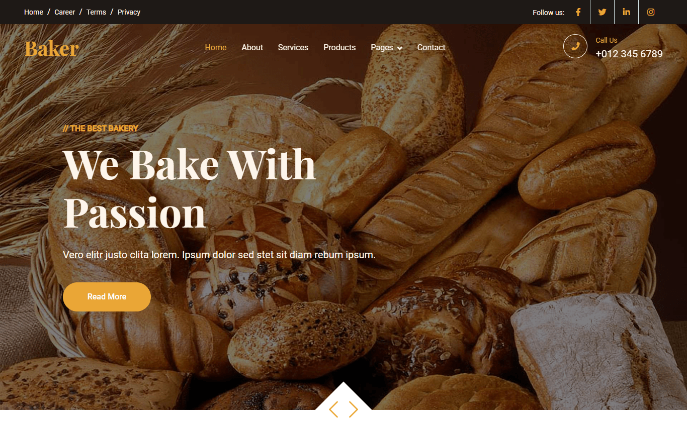 Baker – 免费的 Bootstrap 5 蛋糕店网站模板