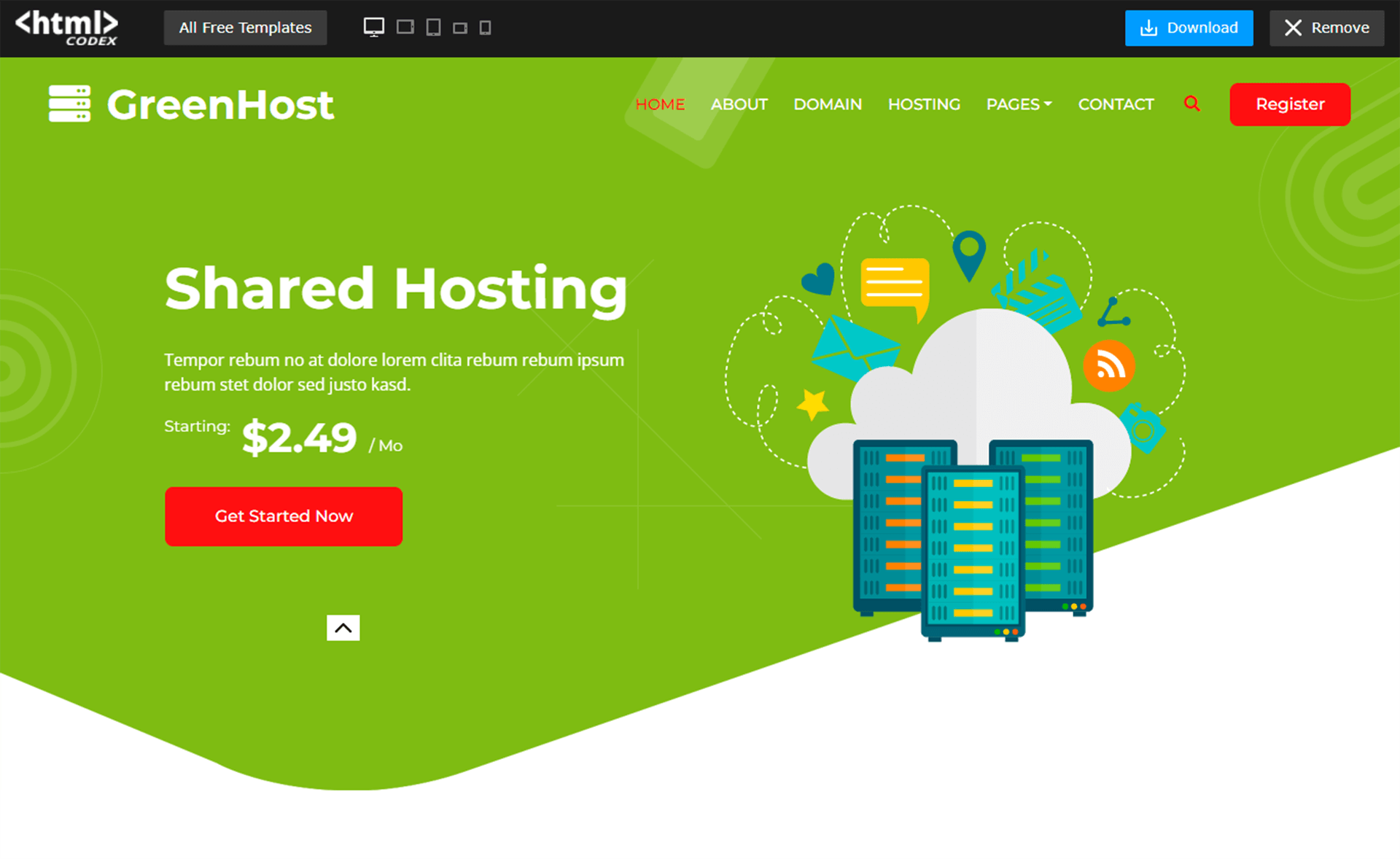 GreenHost – 免费Bootstrap 5 HTML5虚拟主机模板