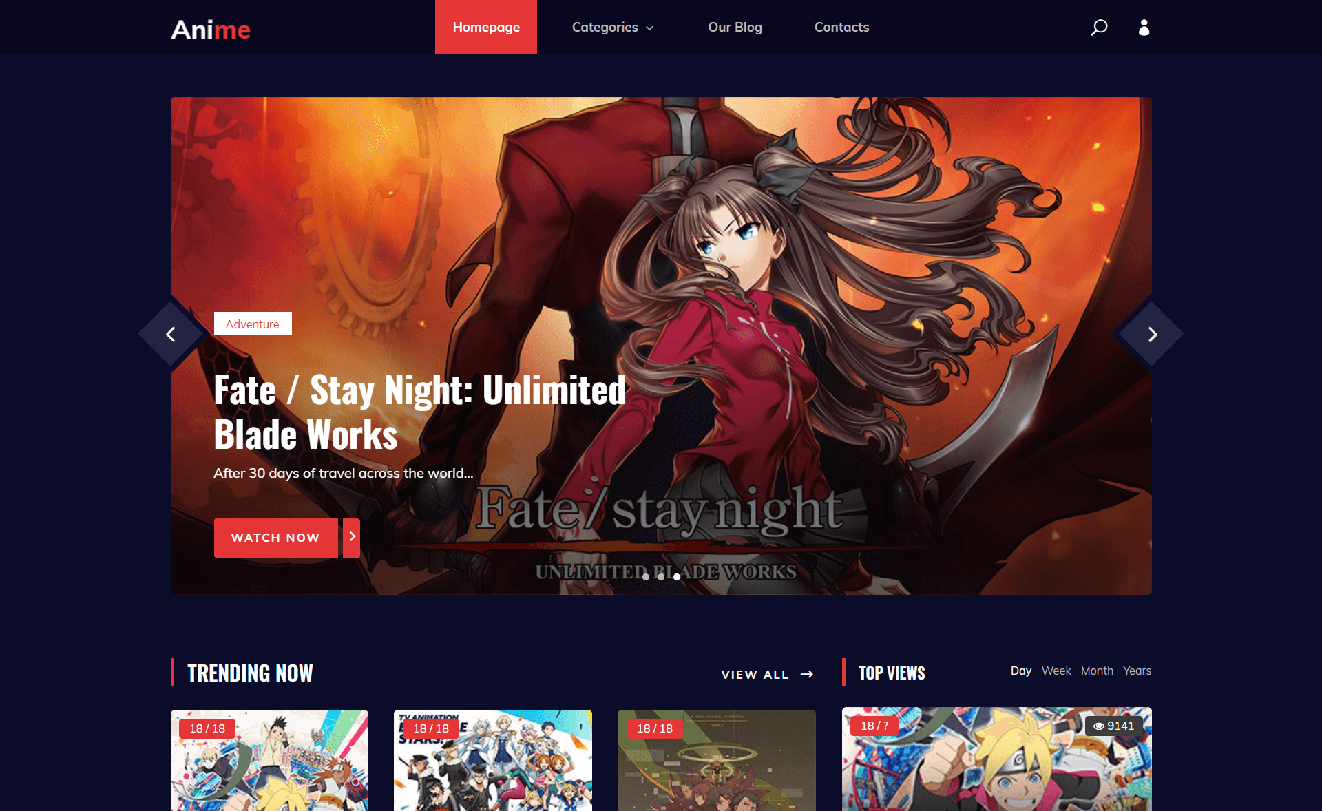 Anime – 免费 Bootstrap 4 HTML5 游戏与动漫网站模板