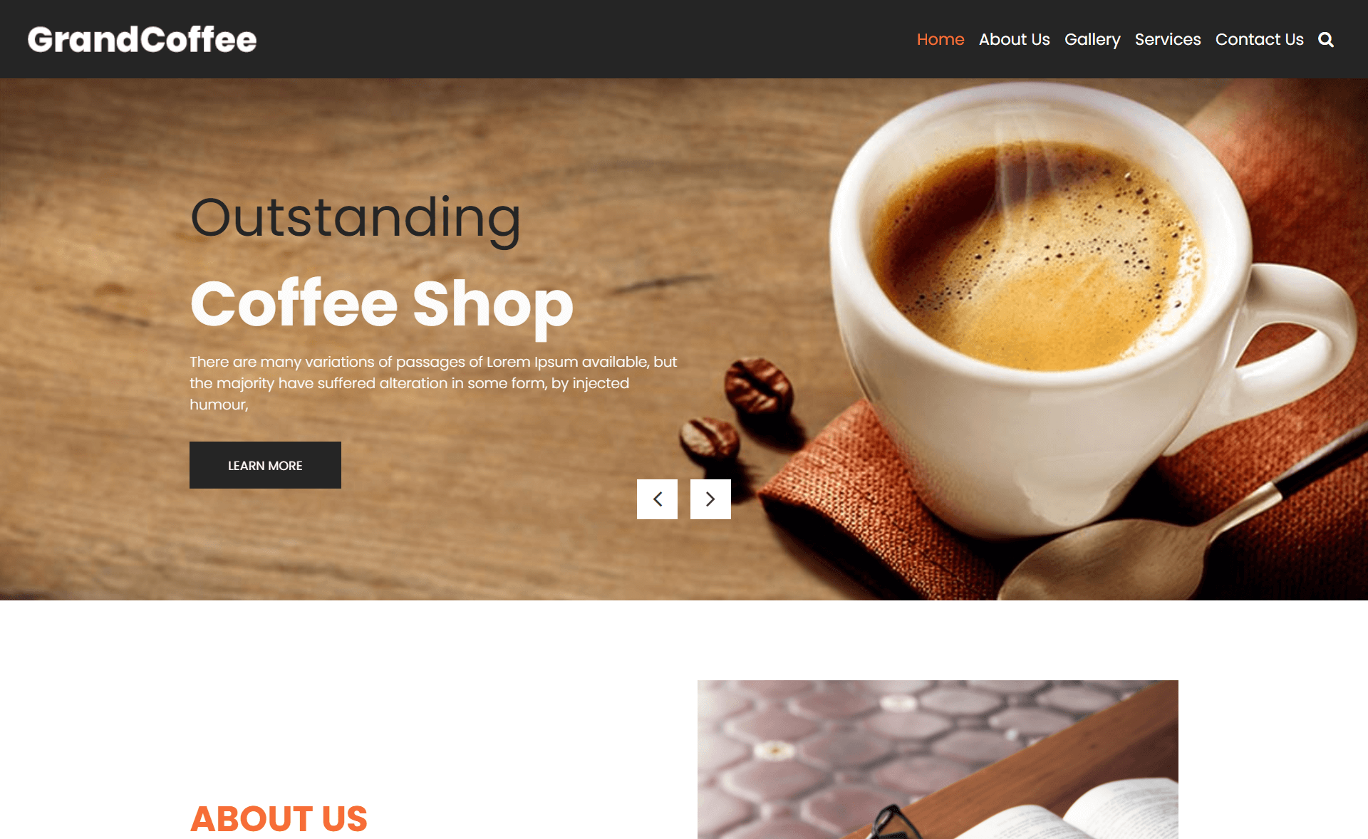 GrandCoffee – 免费 Bootstrap 4 HTML5 餐厅网站模板