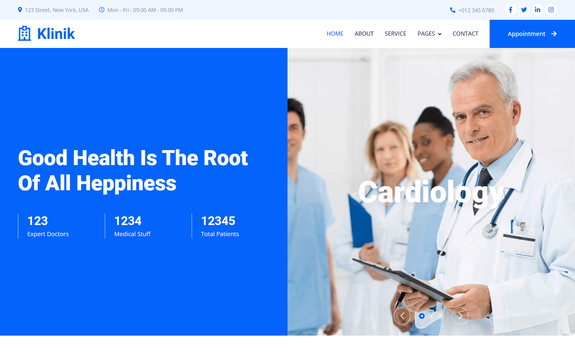 Klinik – 免费响应式HTML5 Bootstrap 4医疗网站模板