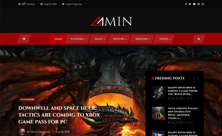 Amin – 免费 Bootstrap 4 HTML5 杂志网站模板