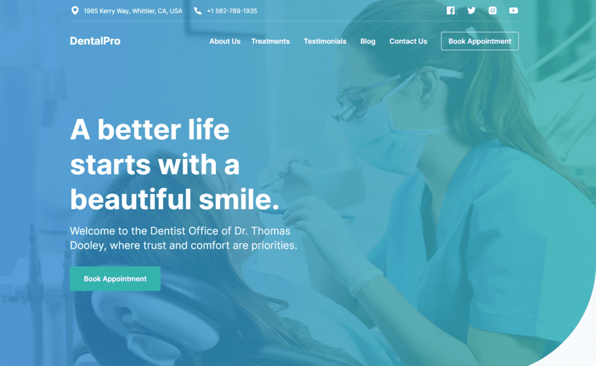 Dental Pro – 免费响应式Tailwind CSS医疗网站模板