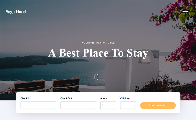 Sogo – 免费的Bootstrap 4 HTML5响应式酒店网站模板