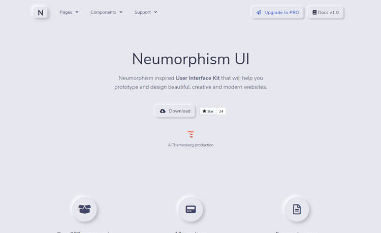 Neumorphism UI – 免费Bootstrap 4 HTML5 UI套件网站模板