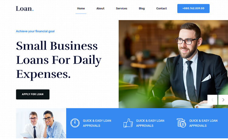 Loan – 免费Bootstrap 4 HTML5响应式公司网站模板