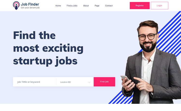 JobFinderPortal – 免费的Bootstrap 4 HTML5求职网站模板