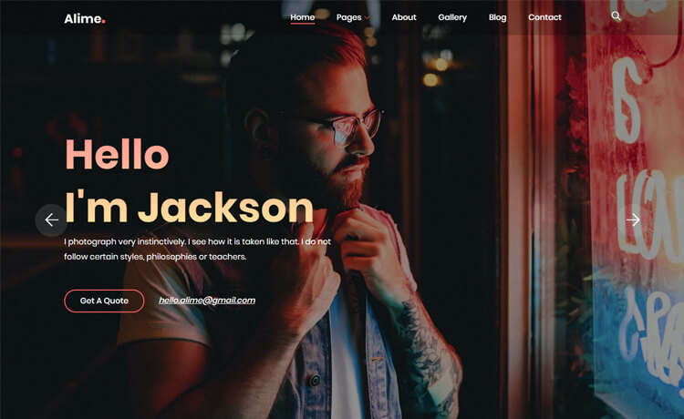 Alime – 免费的Bootstrap 4 HTML5响应式摄影网站模板