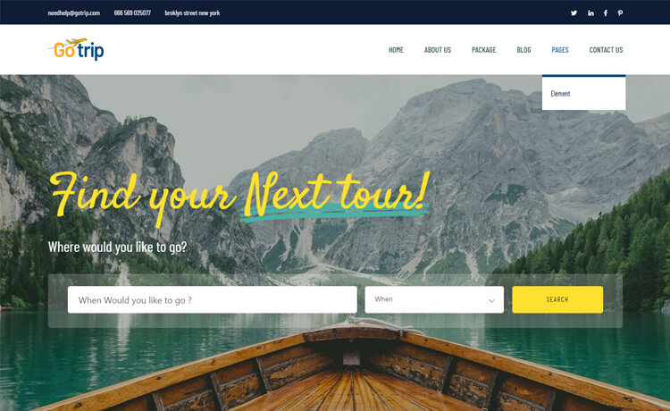 GoTrip – 免费的Bootstrap 4 HTML5旅游网站模板