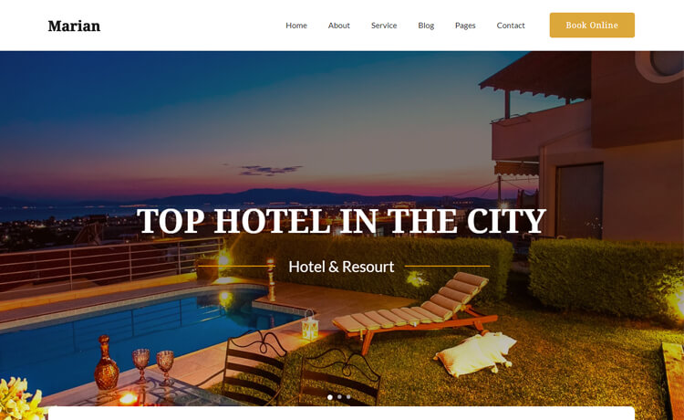 Marian – 免费 Bootstrap 4 HTML5 响应式酒店网站模板