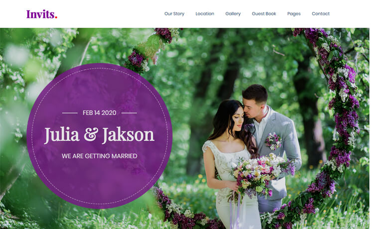 Invits – 免费响应式Bootstrap 4 HTML5婚礼网站模板