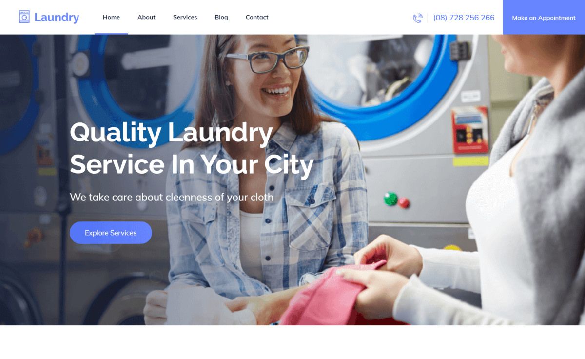 Laundry – 免费 Bootstrap 4 HTML5 清洁业务网站模板