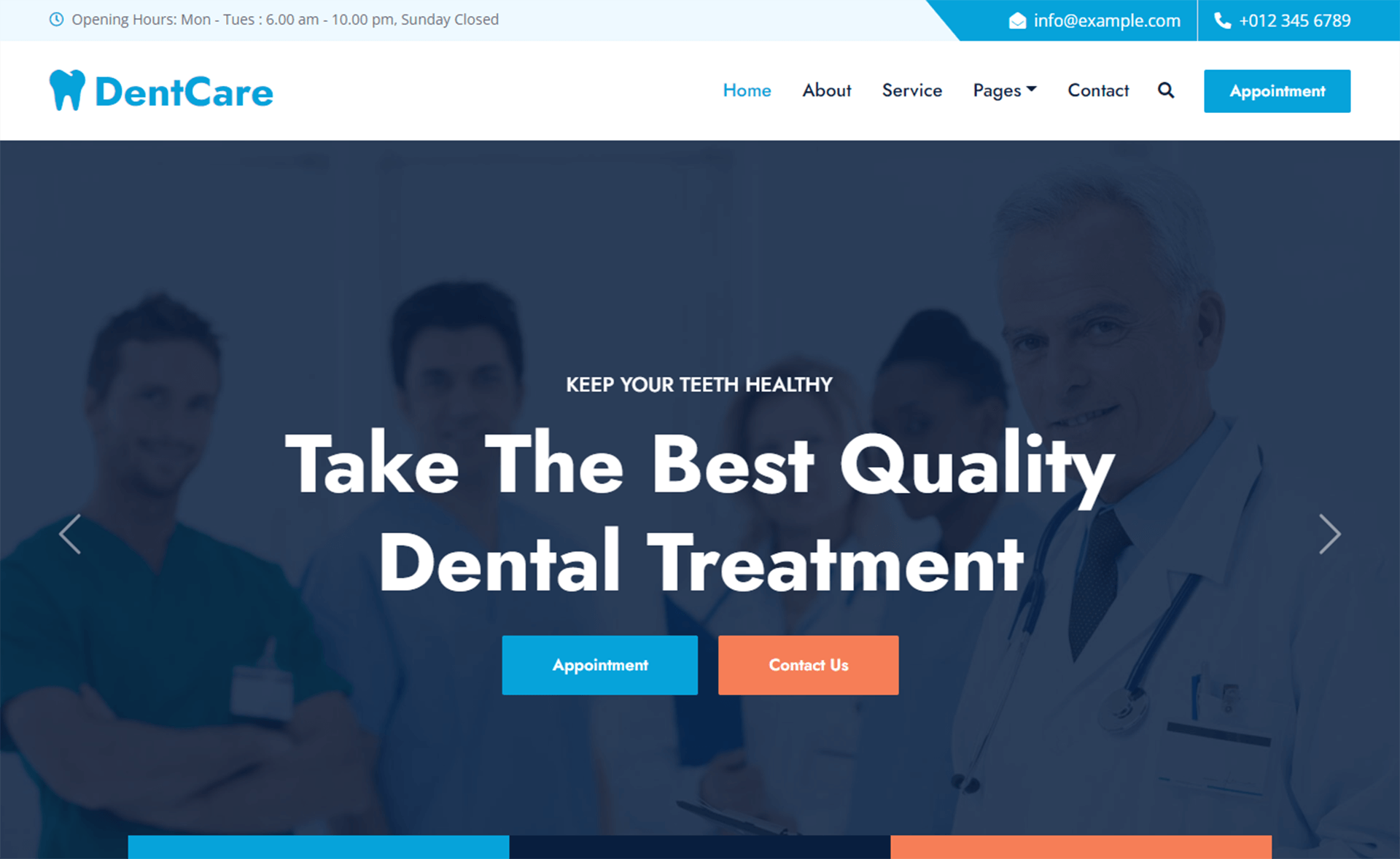 Dentcare – 免费响应式 Bootstrap 5 医疗网站模板