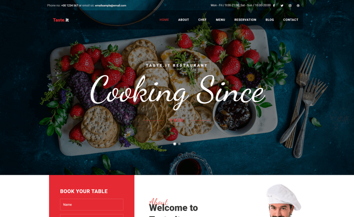 TasteIt – 免费响应式Bootstrap 4 HTML5餐厅网站模板