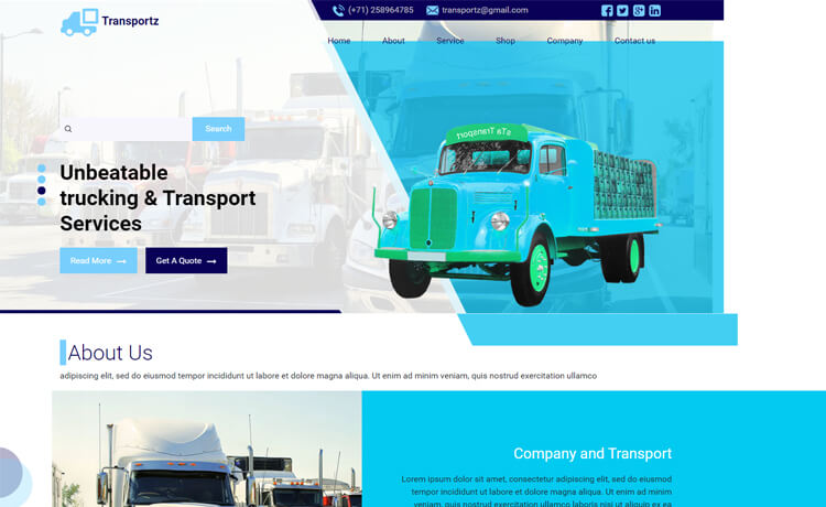 Transportz – 免费响应式Bootstrap 4 HTML5物流网站模板