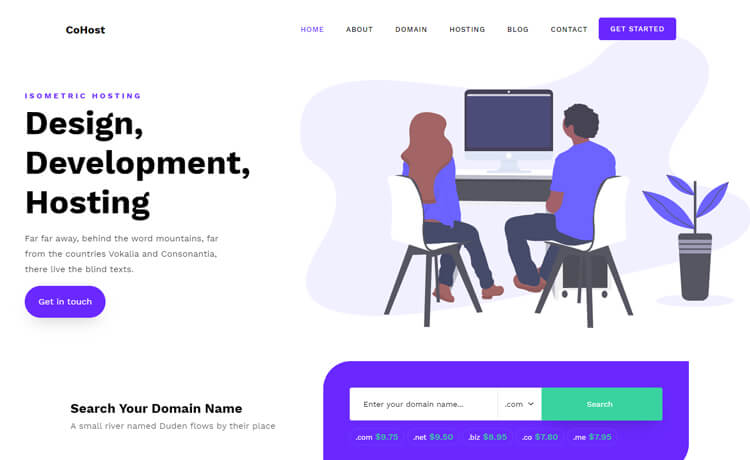 Cohost – 免费的Bootstrap 4 HTML5代理网站模板