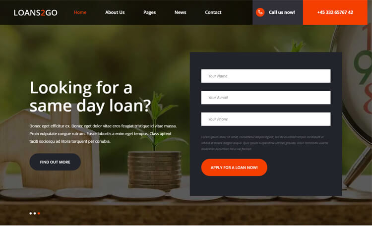 Loans2go – 免费 Bootstrap 4 HTML5 商业网站模板