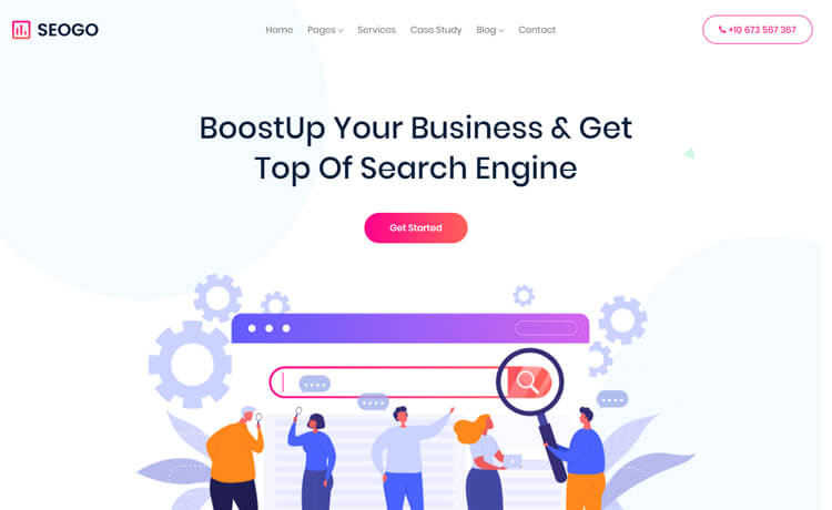 Seogo – 免费 Bootstrap 4 HTML5 响应式代理网站模板