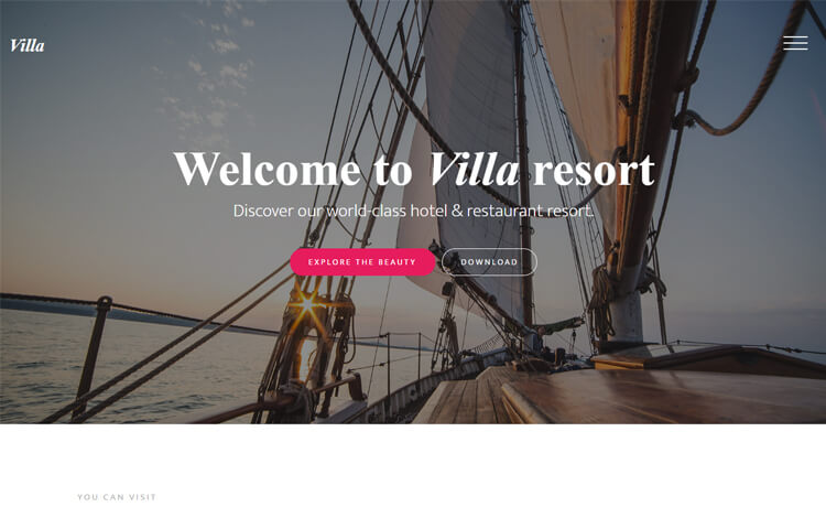 Villa – 免费的Bootstrap 4 HTML5酒店网站模板