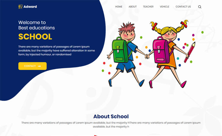 Adward – 免费 Bootstrap 4 HTML5 学校网站模板