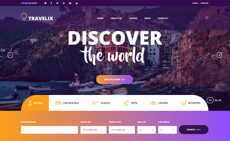 Travelix – 免费的Bootstrap 4 HTML5 旅行社网站模板