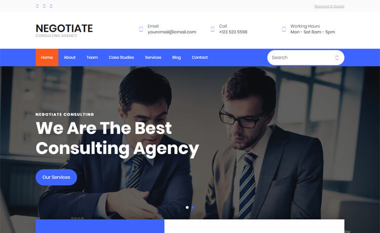 Negotiate – 免费Bootstrap 4 HTML5响应式咨询公司网站模板