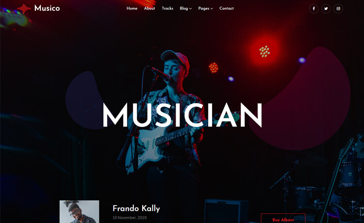 Musico – 免费 Bootstrap 4 HTML5 音乐网站模板