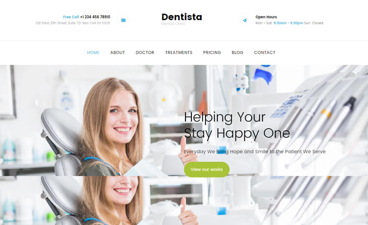 Dentista – 免费 Bootstrap 4 HTML5 响应式牙科网站模板