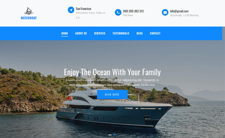 WaterBoat – 免费 Bootstrap 4 HTML5 响应式运输网站模板