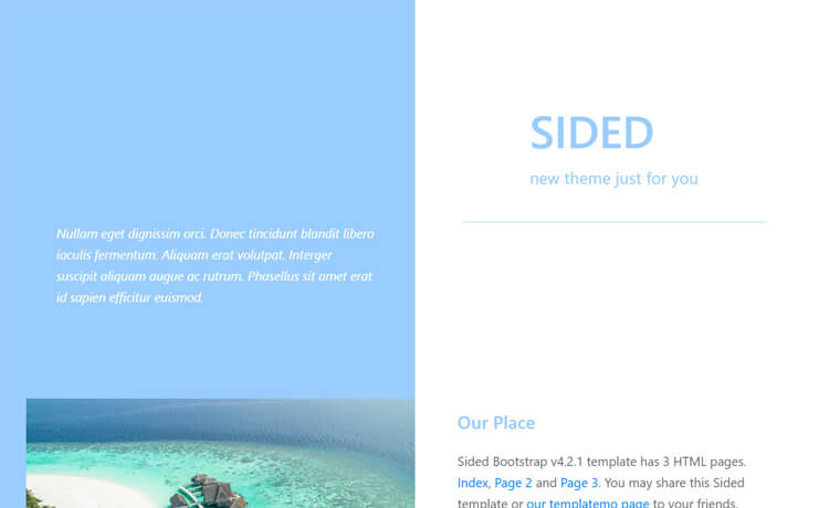 Sided – 免费 Bootstrap 4 HTML5 旅游博客网站模板