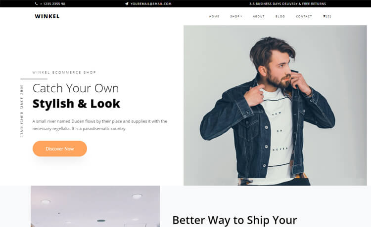Winkel – 免费 Bootstrap 4 HTML5 电子商务网站模板