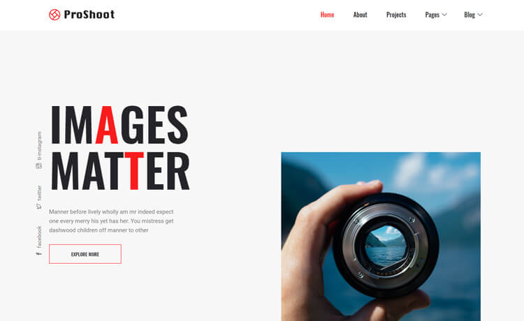 Proshoot – 免费的HTML5 Bootstrap 4摄影网站模板