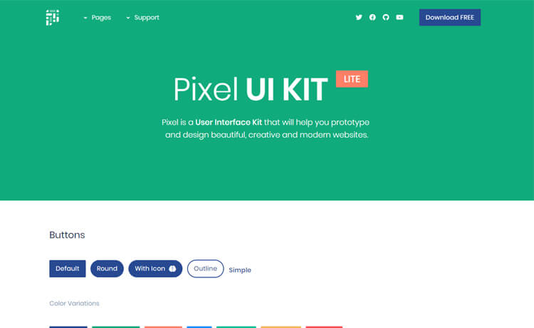 Pixel Lite – 免费Bootstrap 4 UI套件模板用于创建漂亮的网站和应用程序