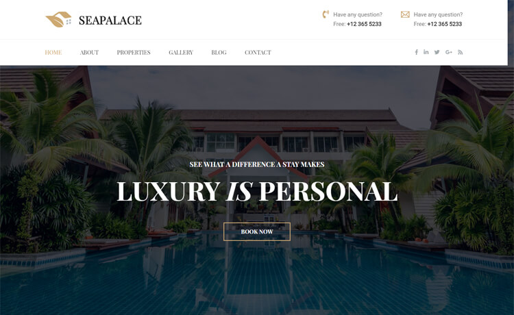 Seapalace – 免费HTML5 Bootstrap 4酒店网站模板