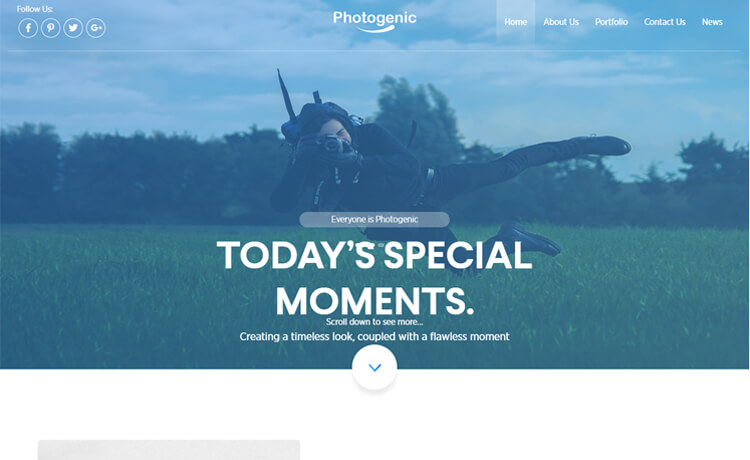 Photogenic – 免费HTML5 Bootstrap 4作品集网站模板